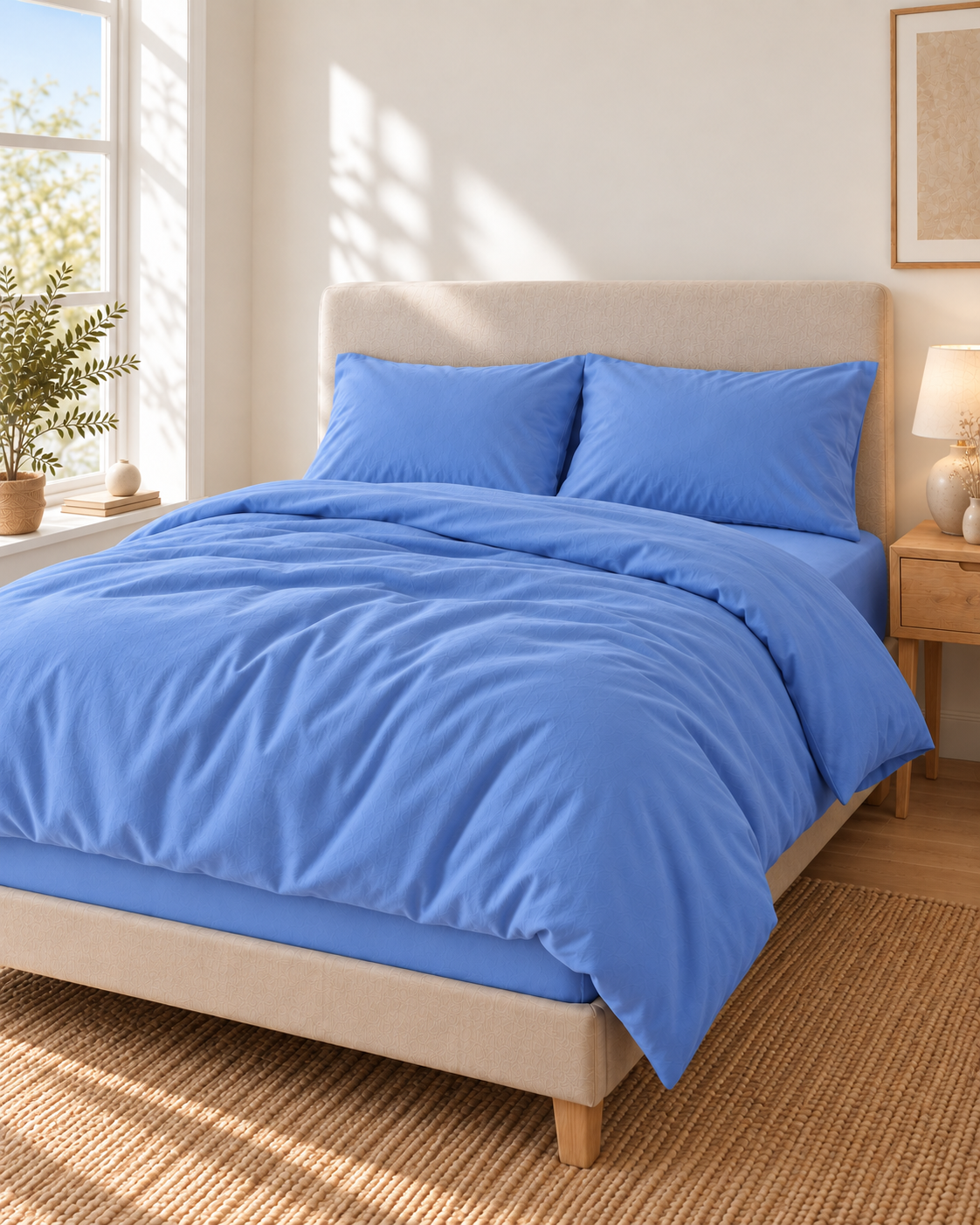 Pure Brushed Cotton Bedding Set – Sky Blue
