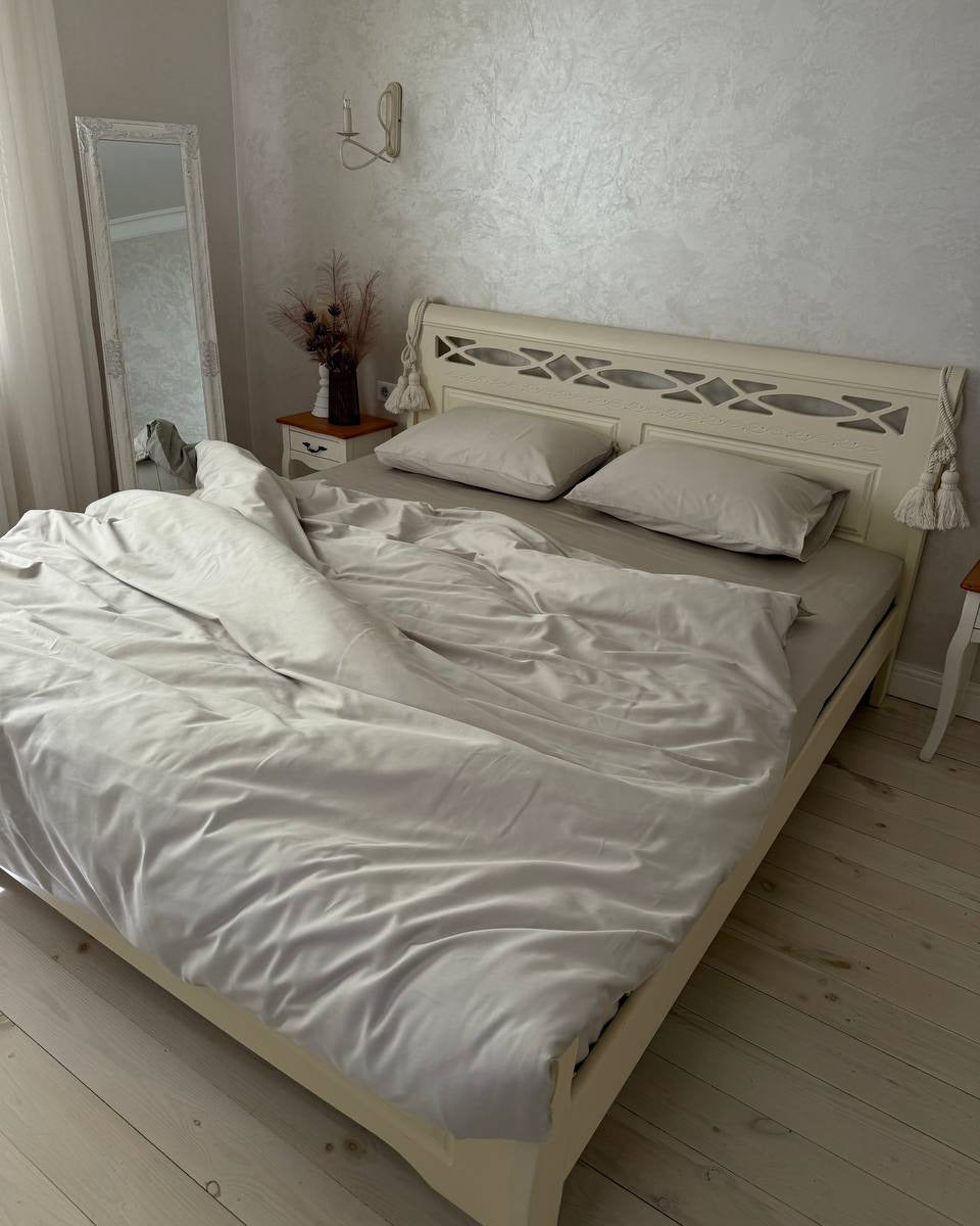 Luxury Cotton Sateen Bedding Set – Pure Ivory