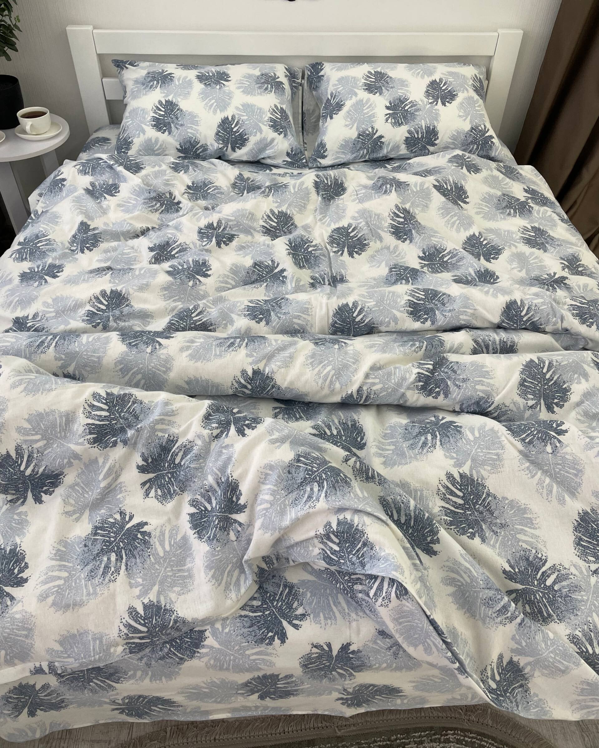 Premium Flannel Bedding Set - Monstera Blue