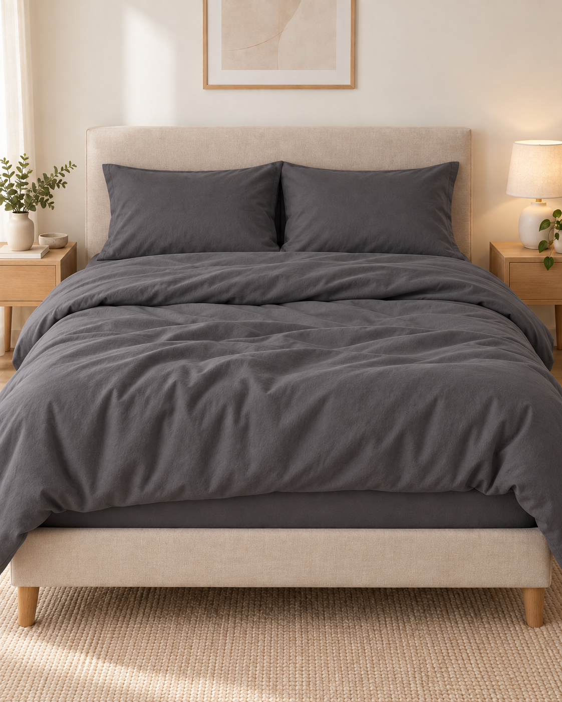 Pure Brushed Cotton Graphite bedding