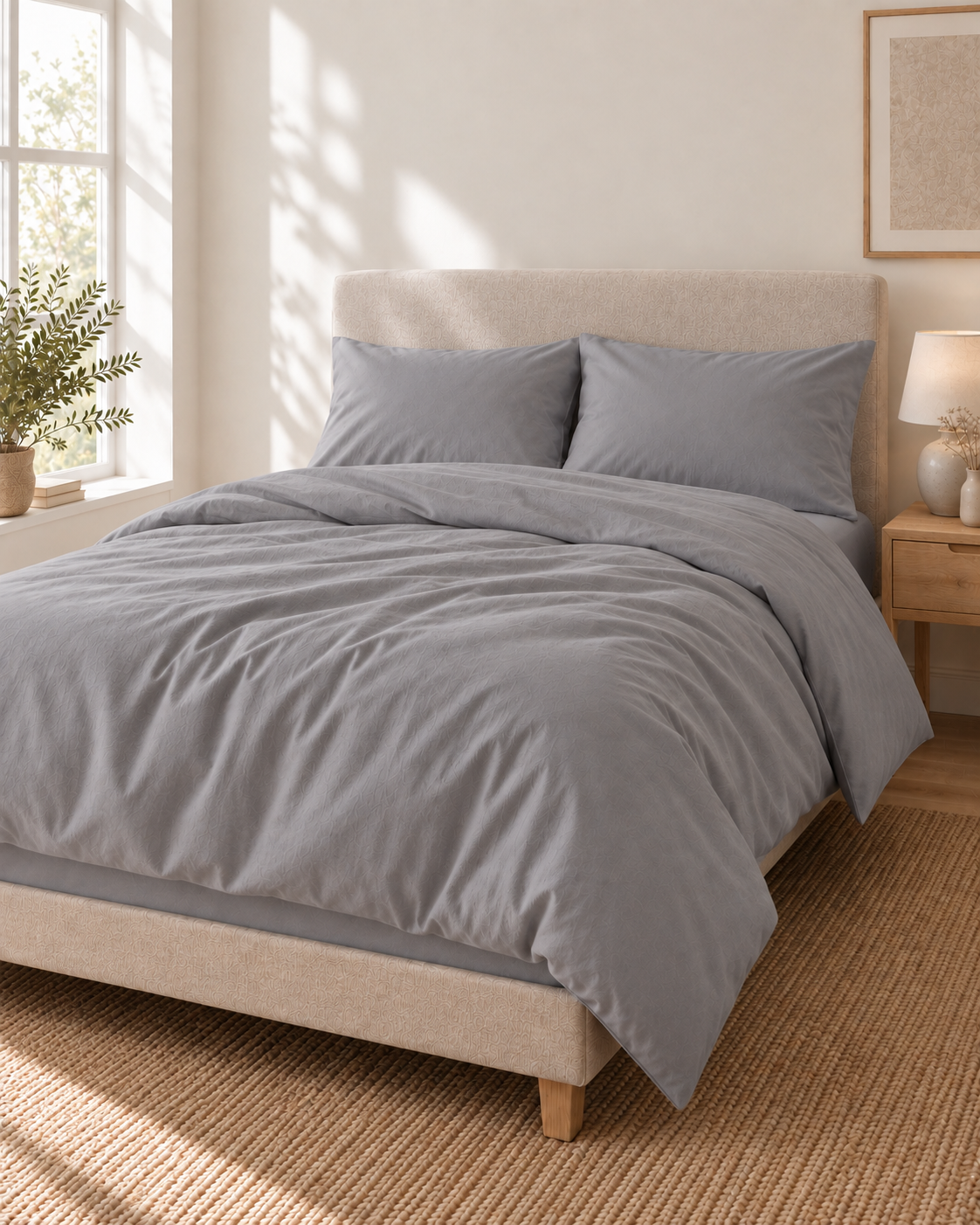 Pure Brushed Cotton Bedding Set – Soft Grey