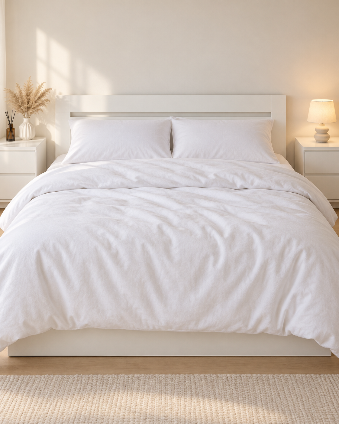 Pure Brushed Cotton Bedding Set – Pure White