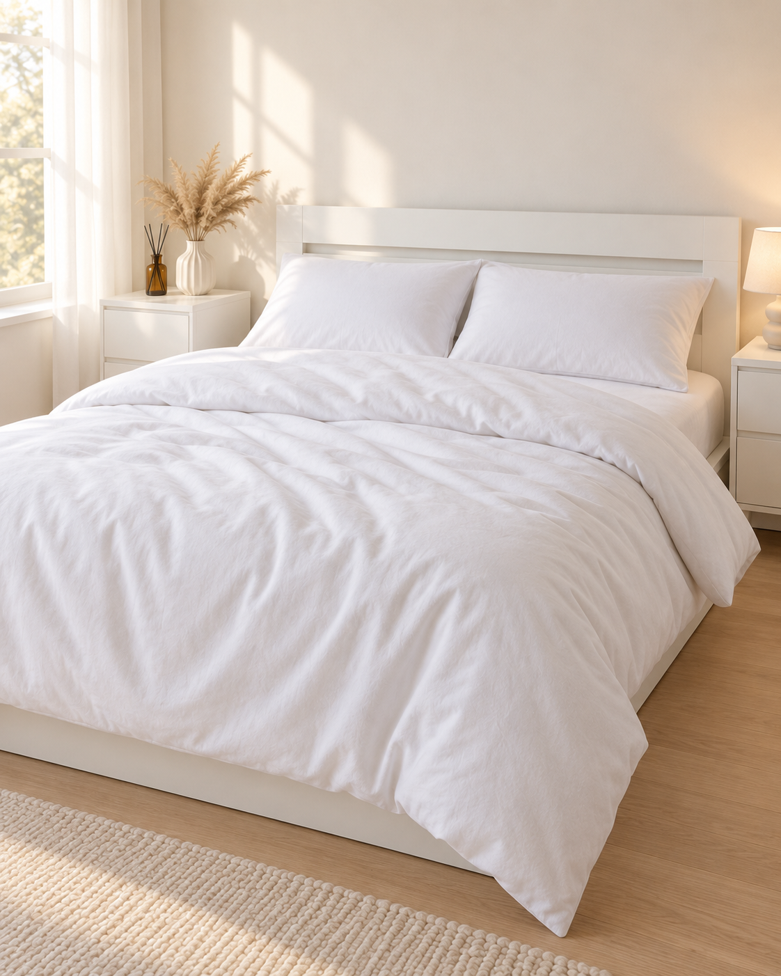 Pure Brushed Cotton Bedding Set – Pure White