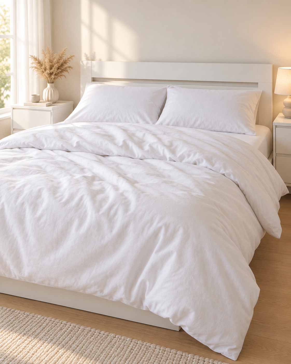 Pure Brushed Cotton Bedding Set – Pure White