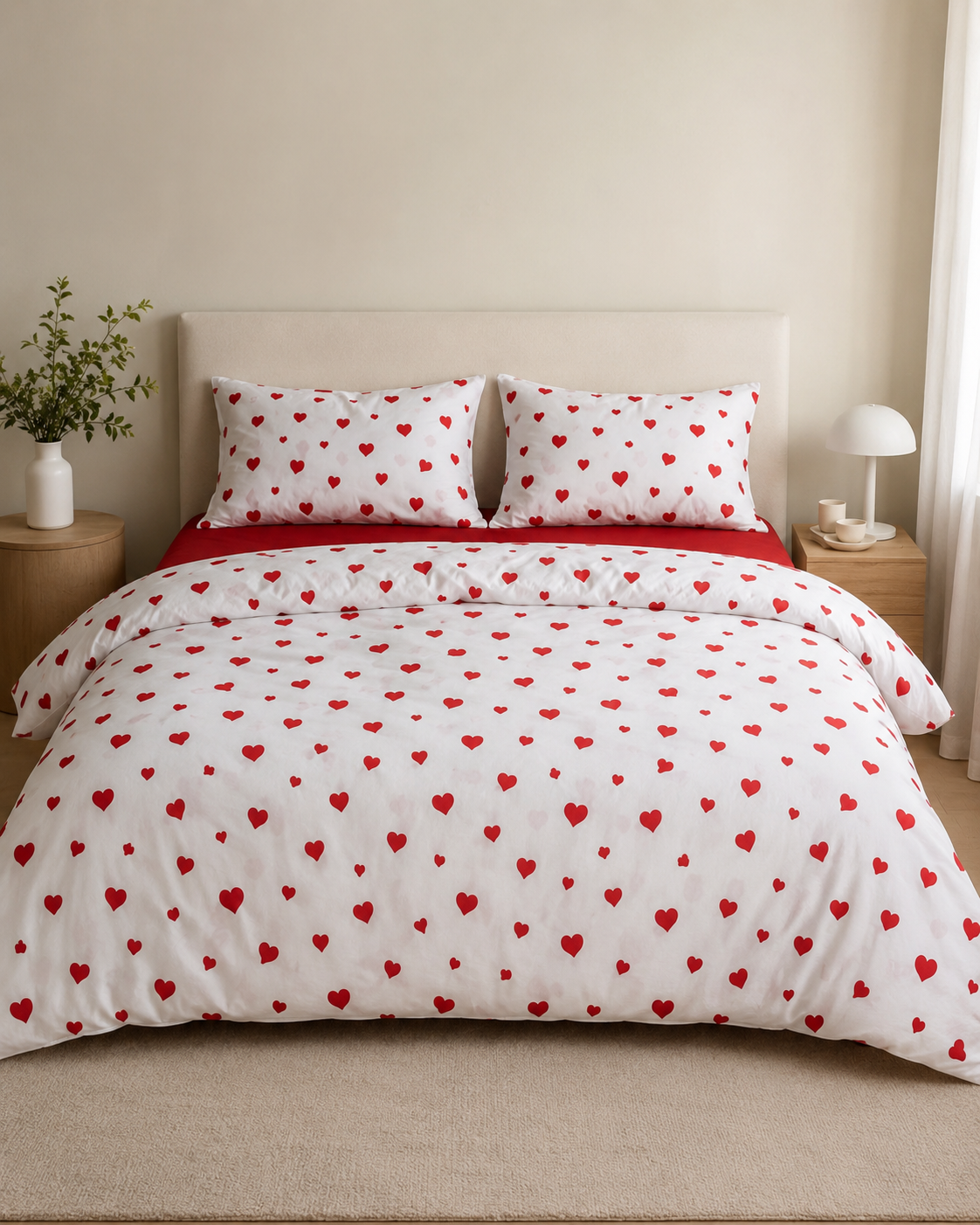 Ranforce Cotton Bedding Set – Scarlet Heart Harmony