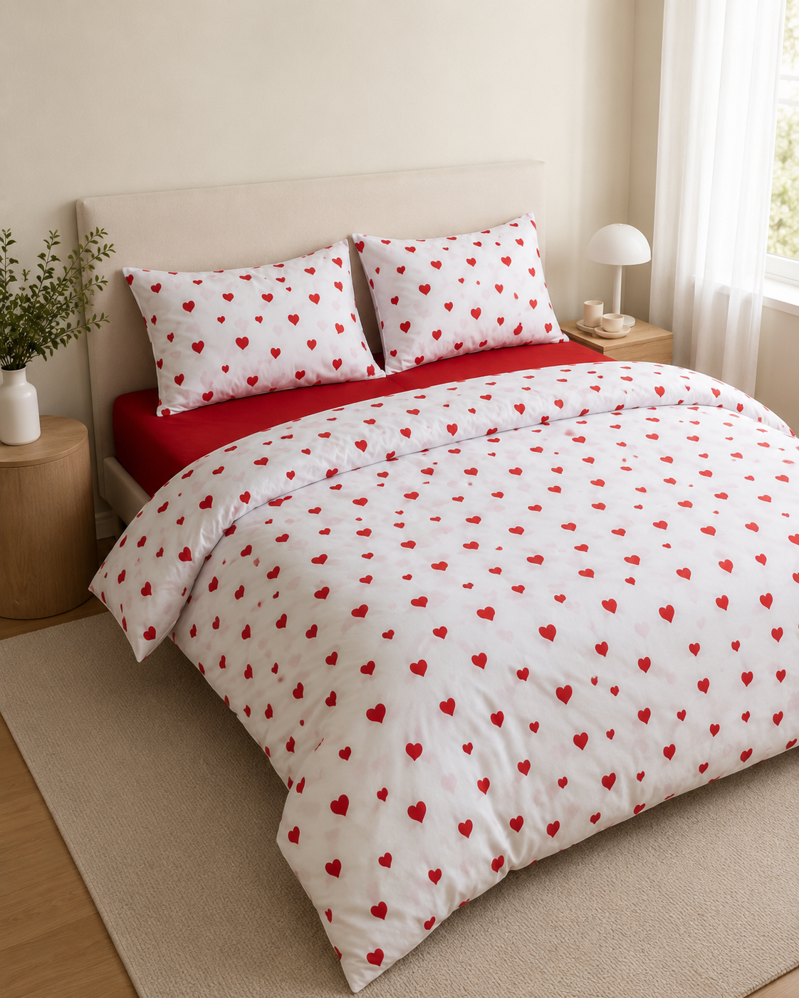 Ranforce Cotton Bedding Set – Scarlet Heart Harmony
