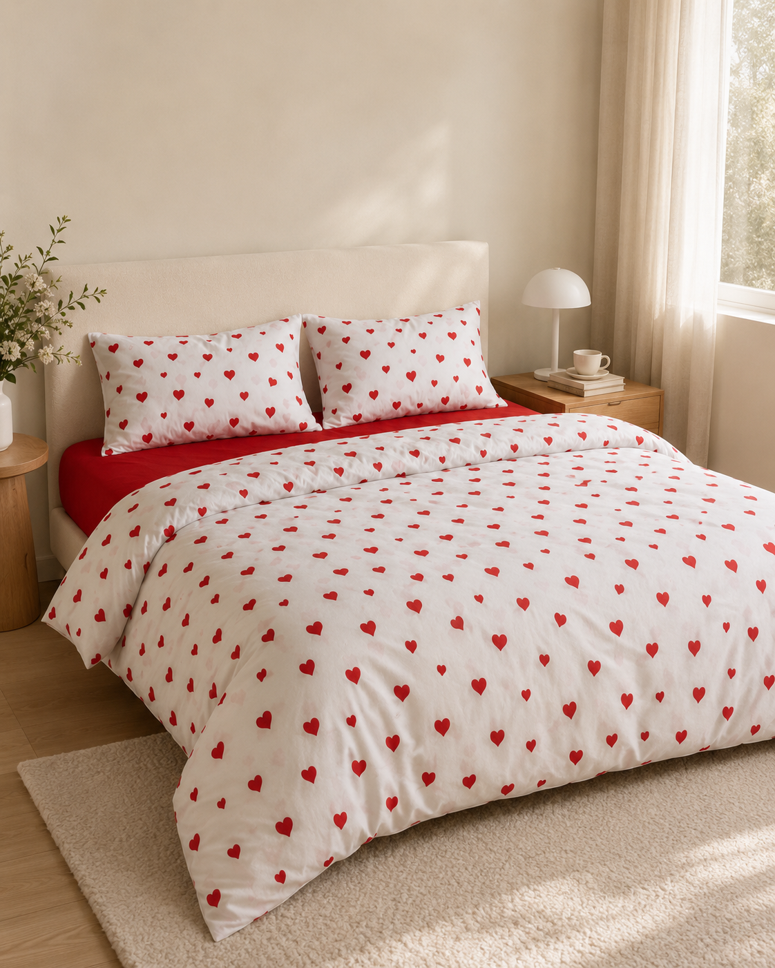 Ranforce Cotton Bedding Set – Scarlet Heart Harmony