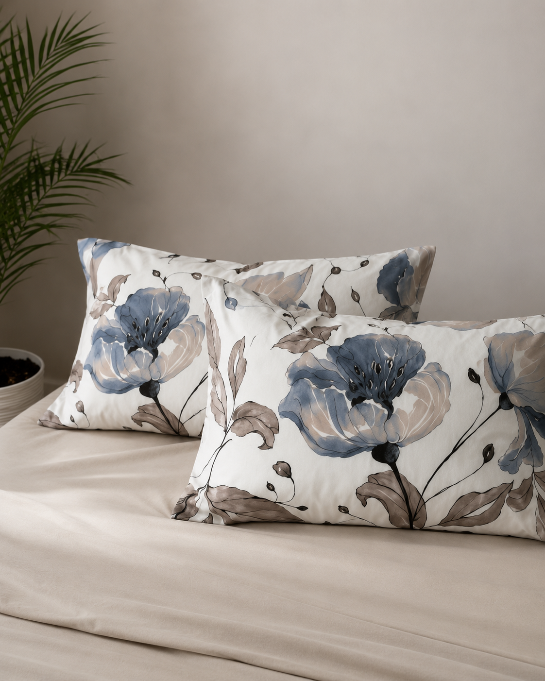 Ranforce Cotton Bedding Set – Silver Blue Blossom