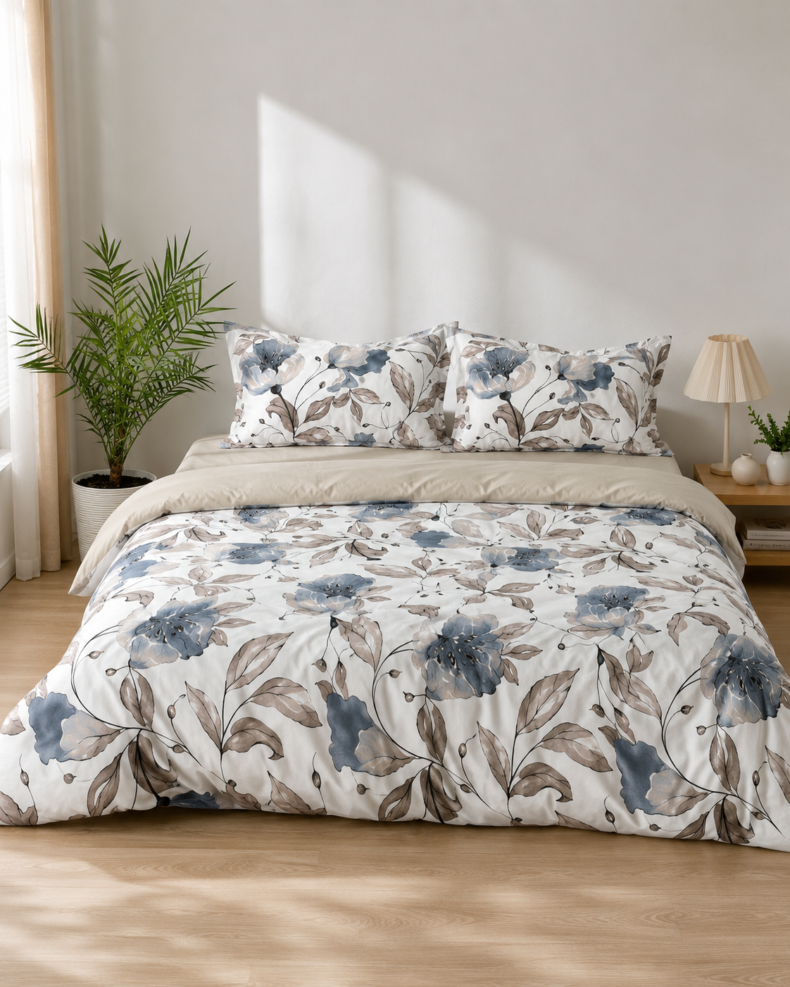 Ranforce Cotton Bedding Set – Silver Blue Blossom