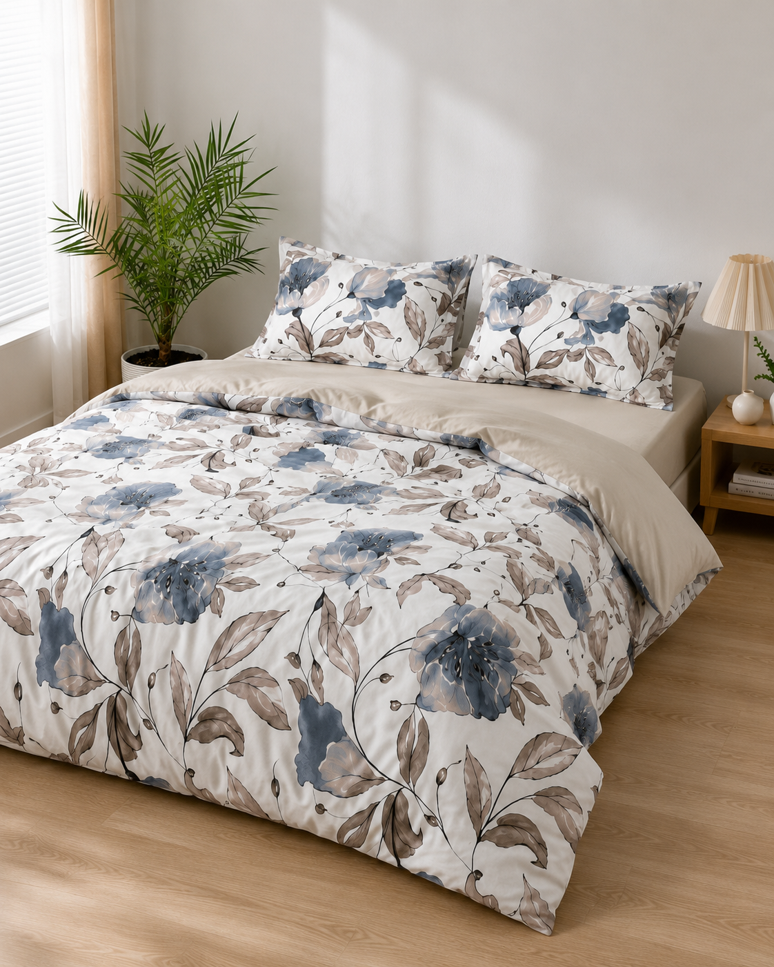 Ranforce Cotton Bedding Set – Silver Blue Blossom