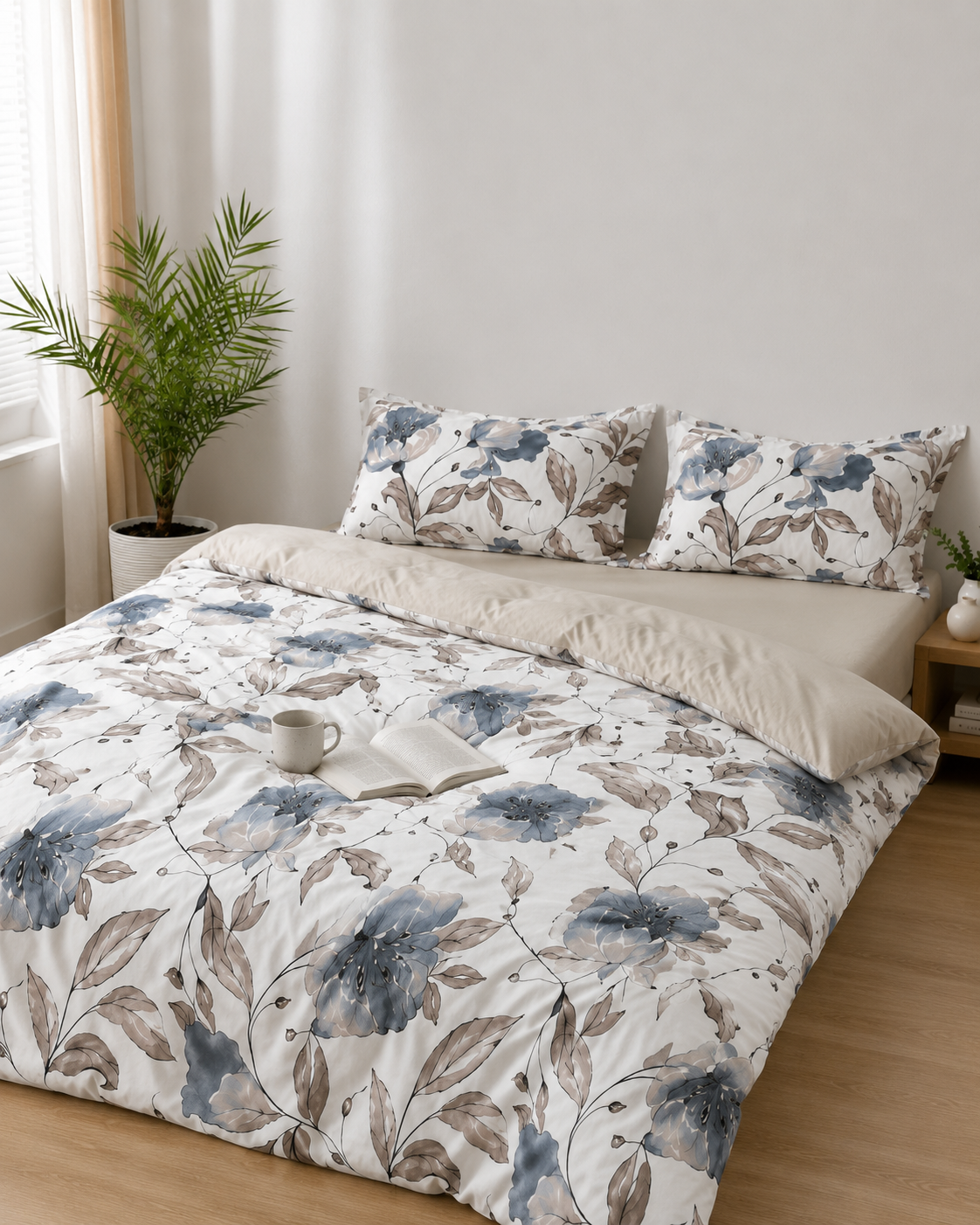 Ranforce Cotton Bedding Set – Silver Blue Blossom
