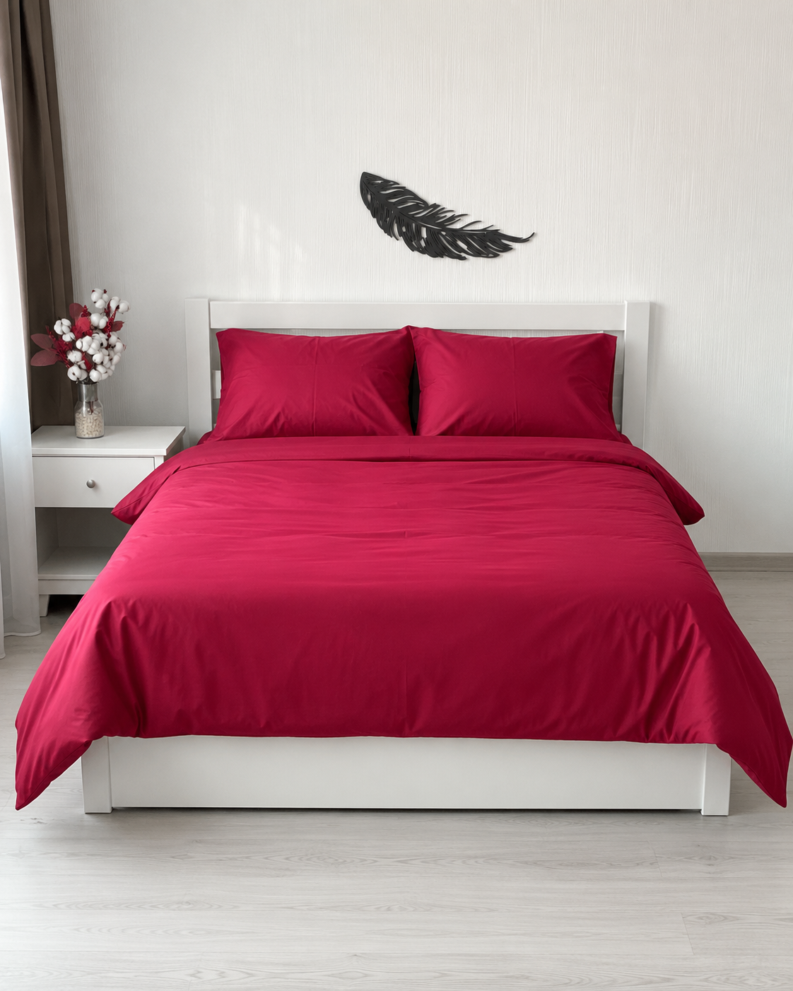 Ranforce Cotton Bedding Set – Burgundy Elegance