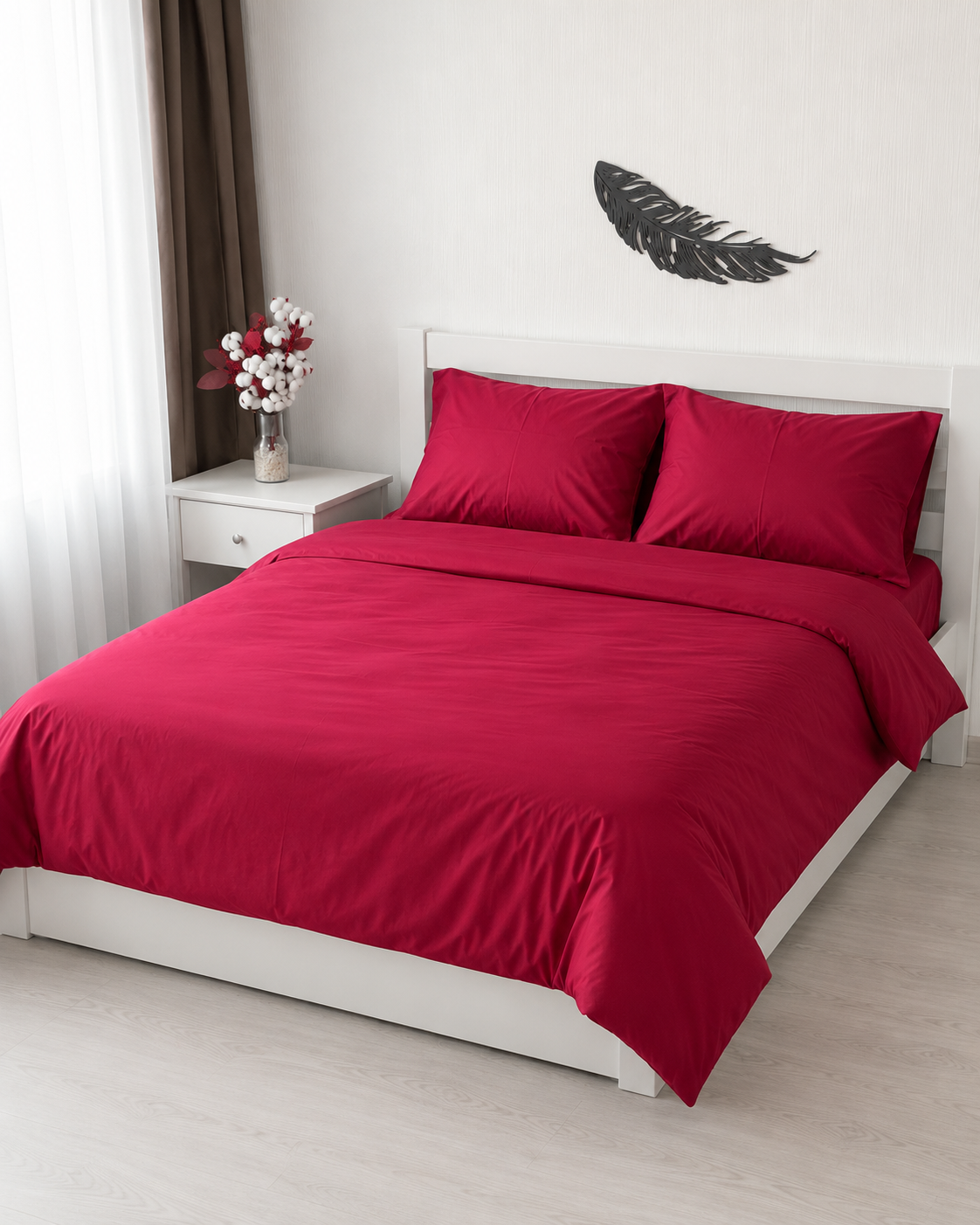 Ranforce Cotton Bedding Set – Burgundy Elegance