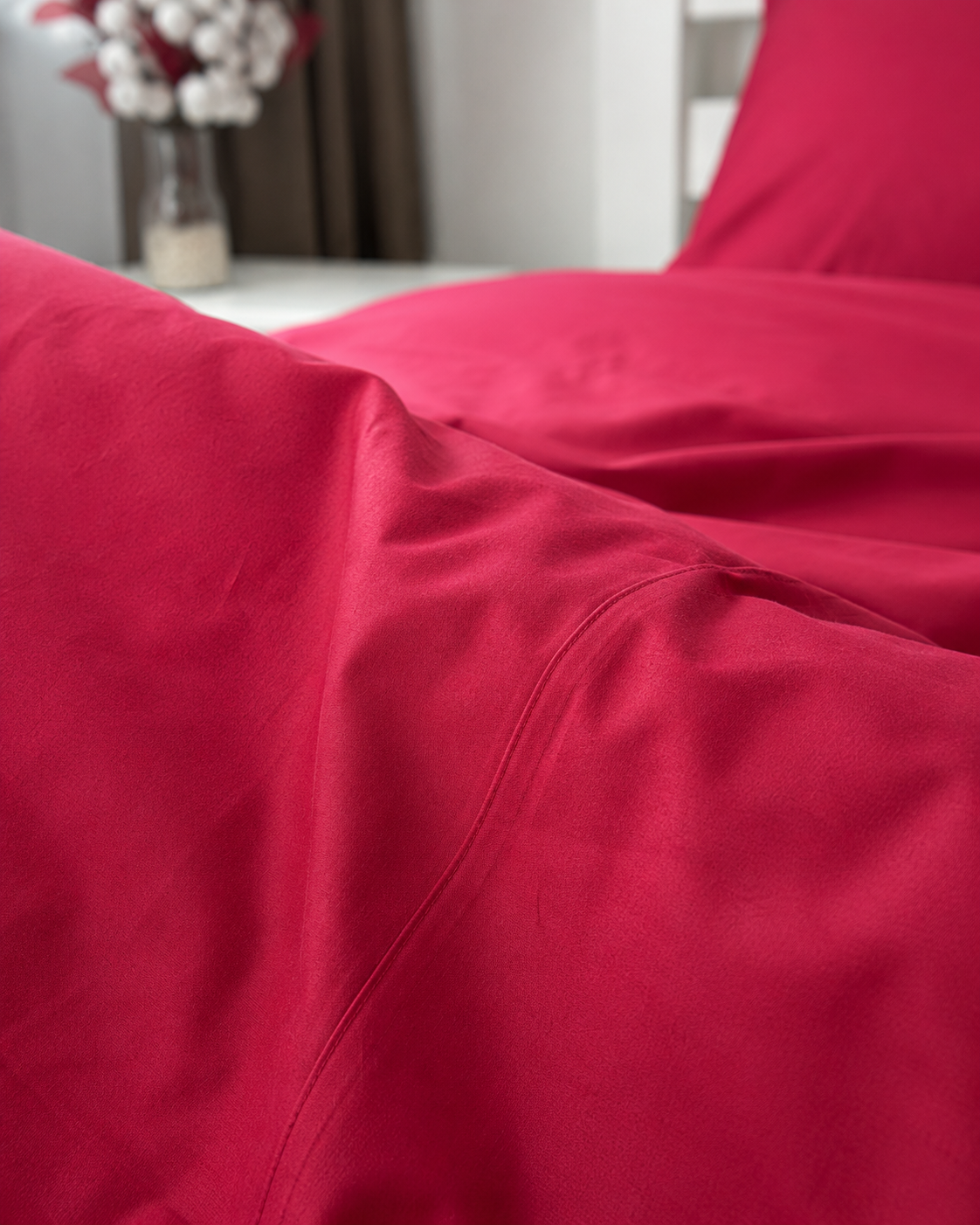 Ranforce Cotton Bedding Set – Burgundy Elegance