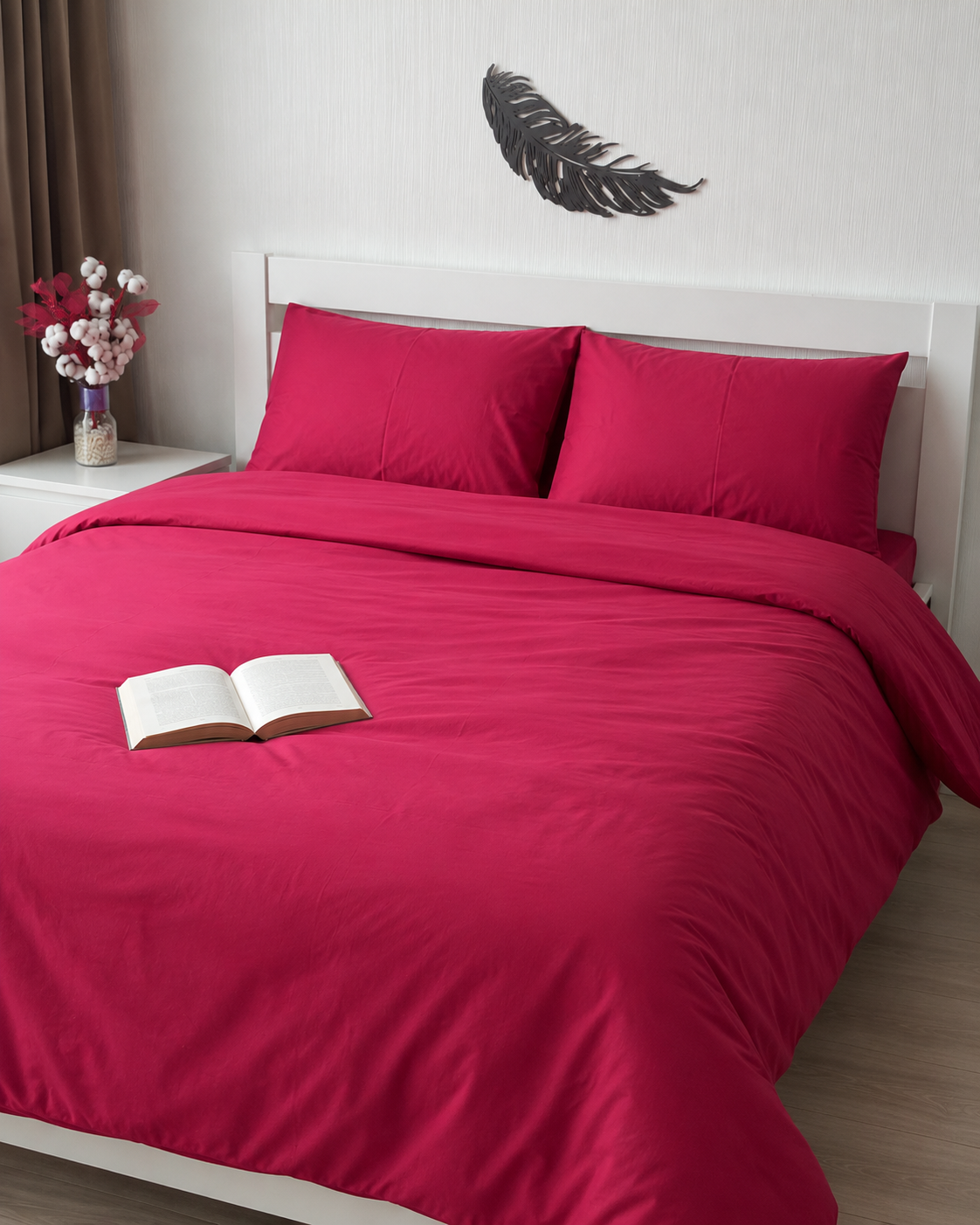 Ranforce Cotton Bedding Set – Burgundy Elegance