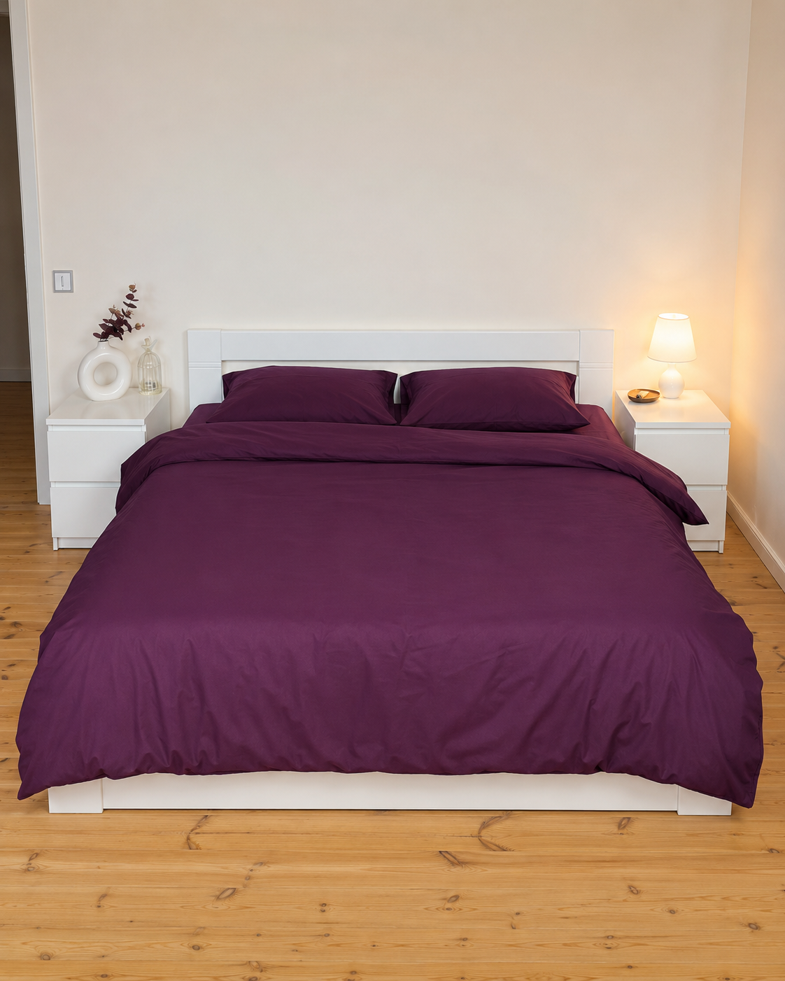 Ranforce Cotton Bedding Set – Deep Plum Elegance