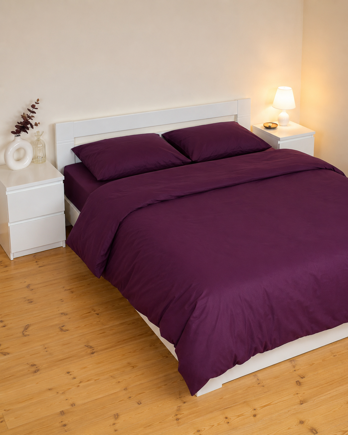Ranforce Cotton Bedding Set – Deep Plum Elegance