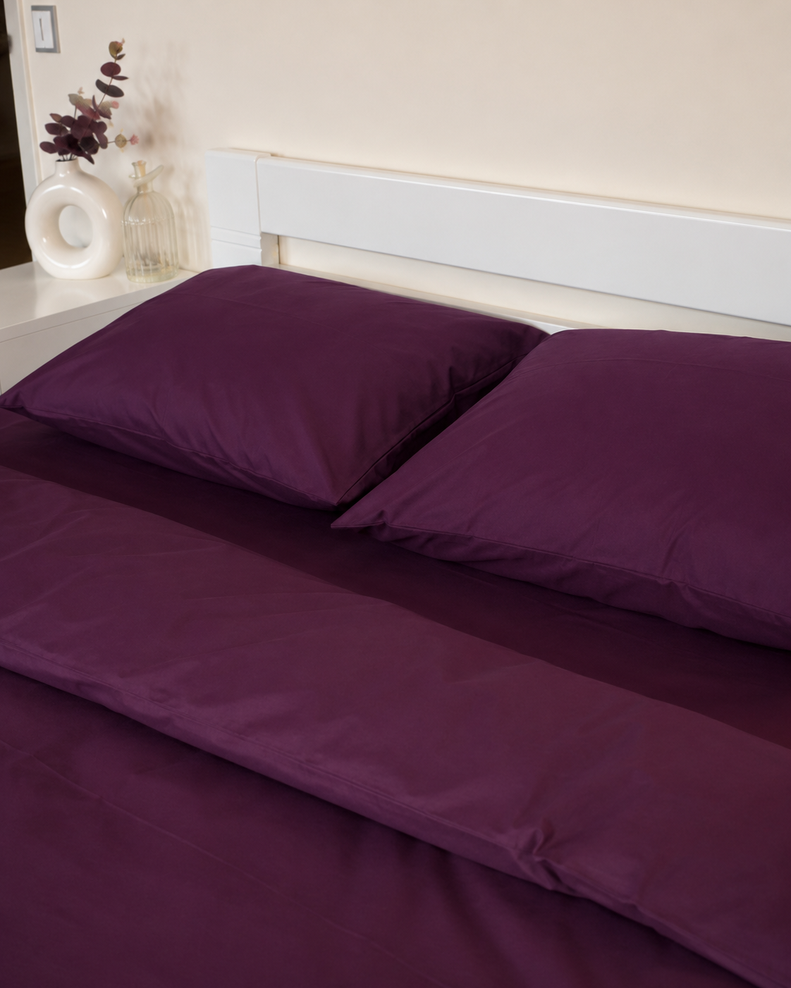 Ranforce Cotton Bedding Set – Deep Plum Elegance