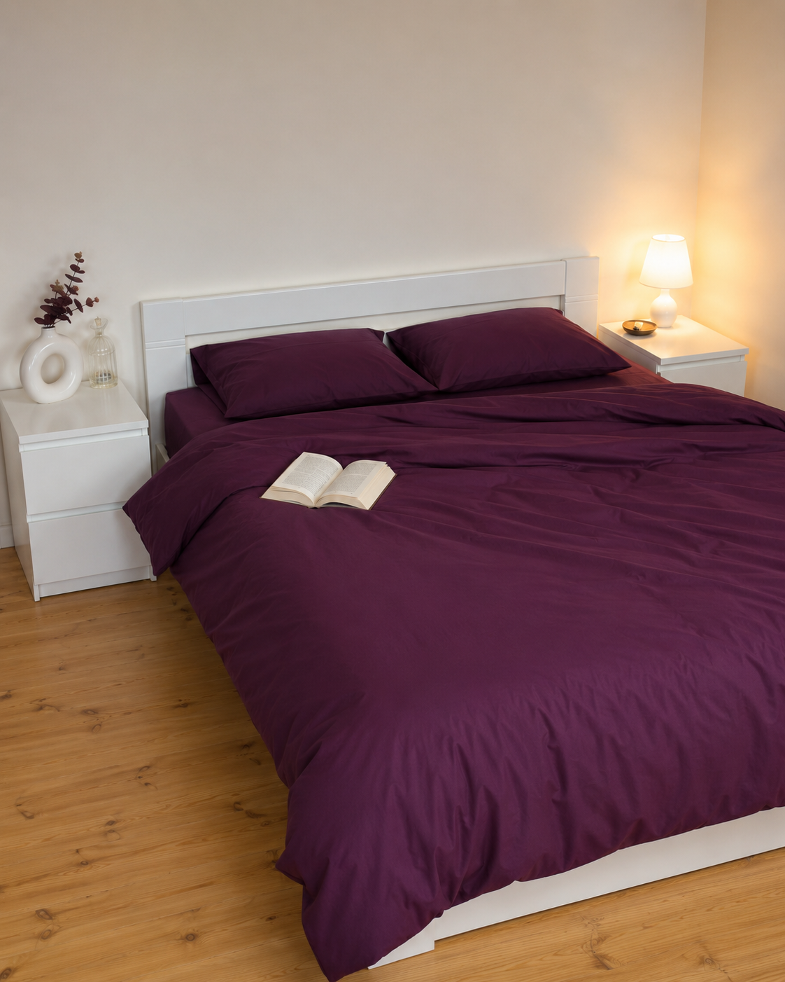 Ranforce Cotton Bedding Set – Deep Plum Elegance