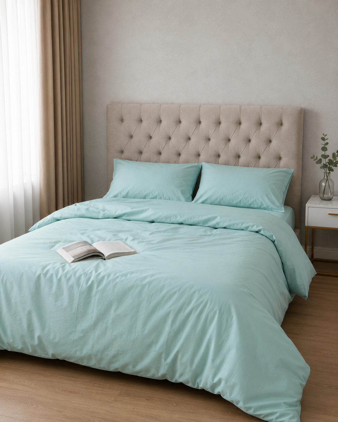 Ranforce Cotton Bedding Set – Mint Serenity