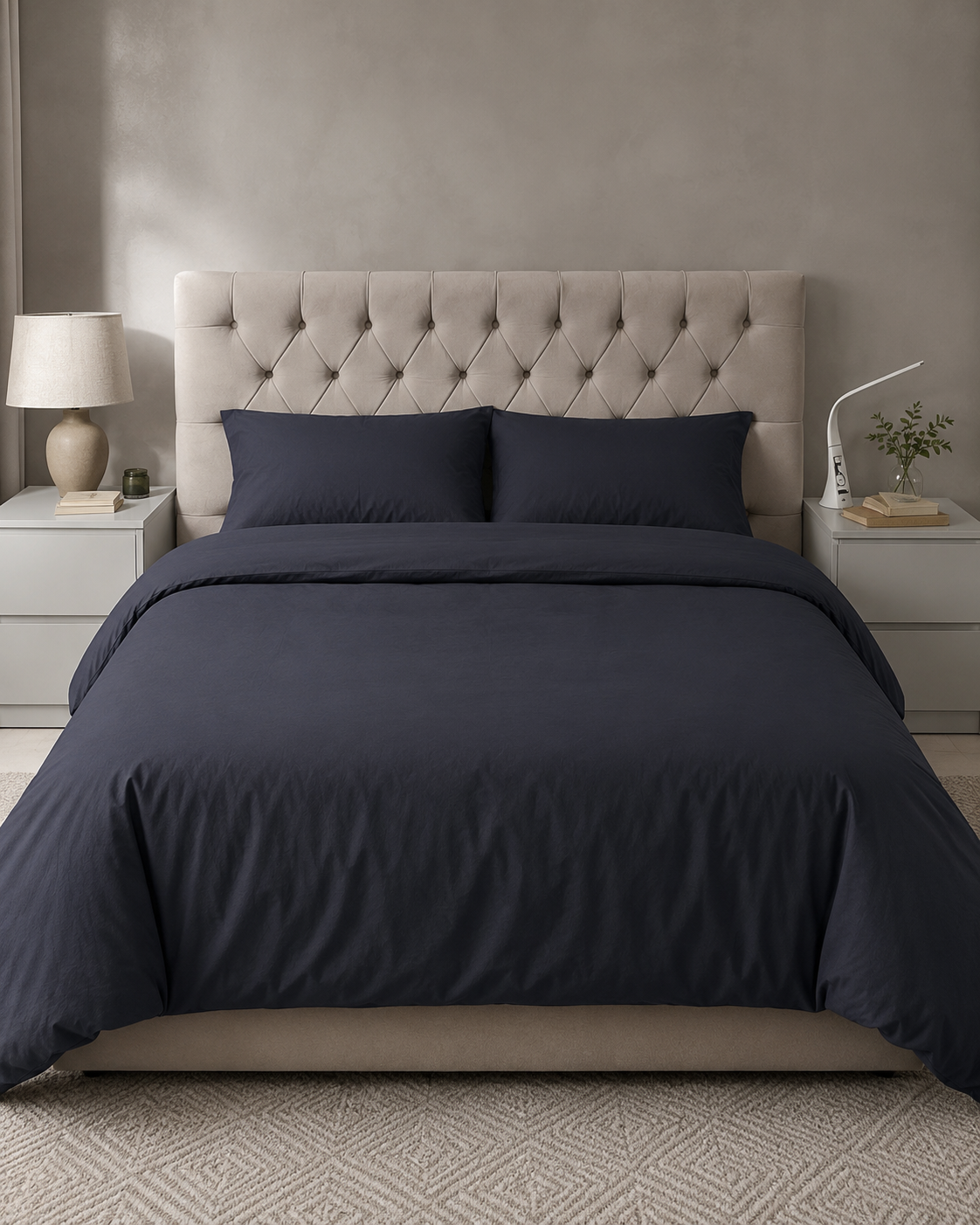 Ranforce Cotton Bedding Set – Deep Charcoal