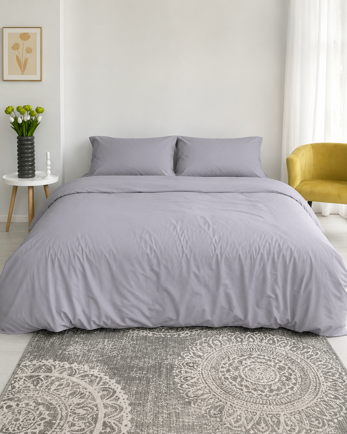 Ranforce Cotton Bedding Set – Stone Grey
