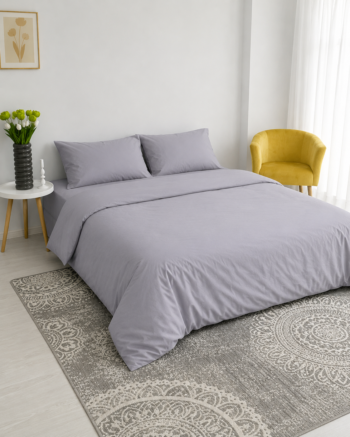 Ranforce Cotton Bedding Set – Stone Grey