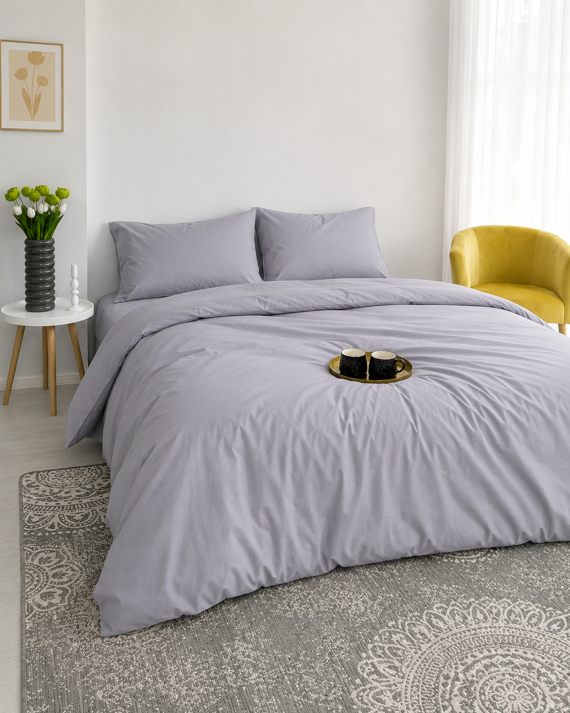 Ranforce Cotton Bedding Set – Stone Grey