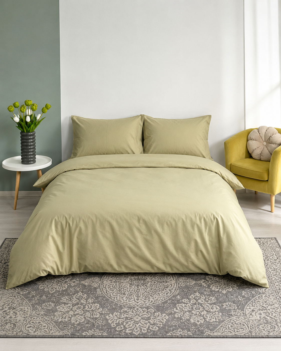 Ranforce Cotton Bedding Set – Sage Calm
