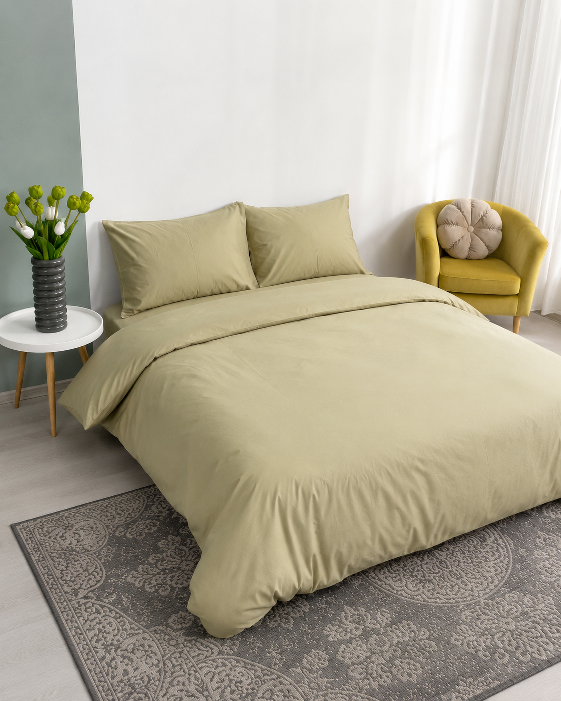 Ranforce Cotton Bedding Set – Sage Calm