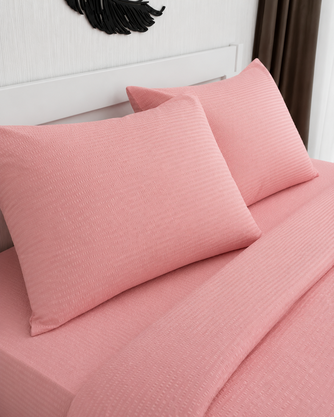 Seersucker Cotton Bedding Set – Pink Blush