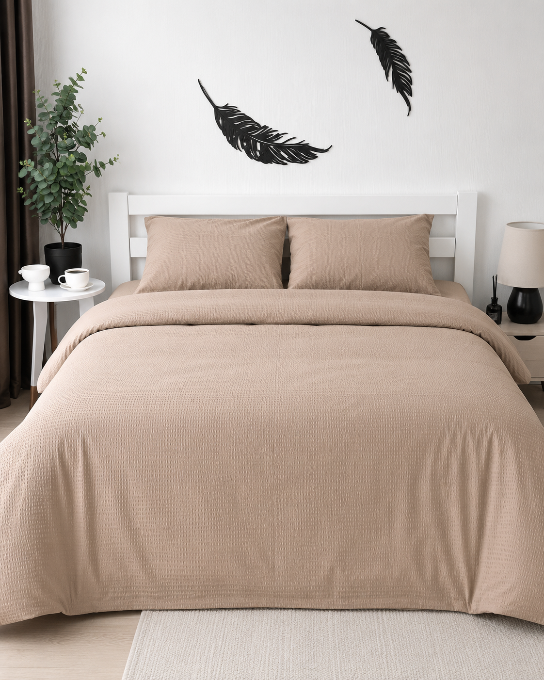 Seersucker Cotton Bedding Set – Desert Taupe