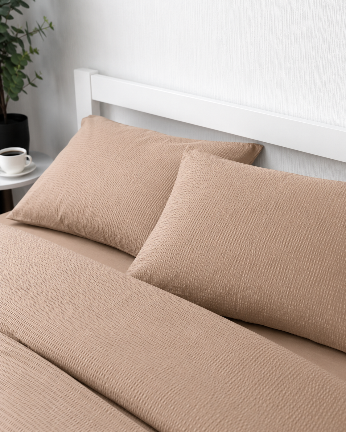 Seersucker Cotton Bedding Set – Desert Taupe