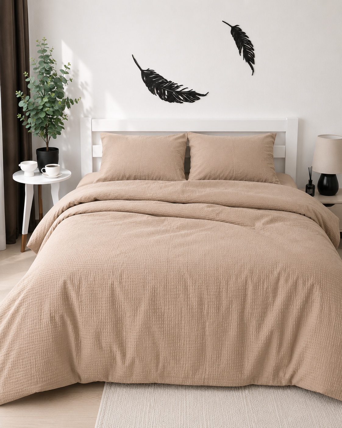 Seersucker Cotton Bedding Set – Desert Taupe