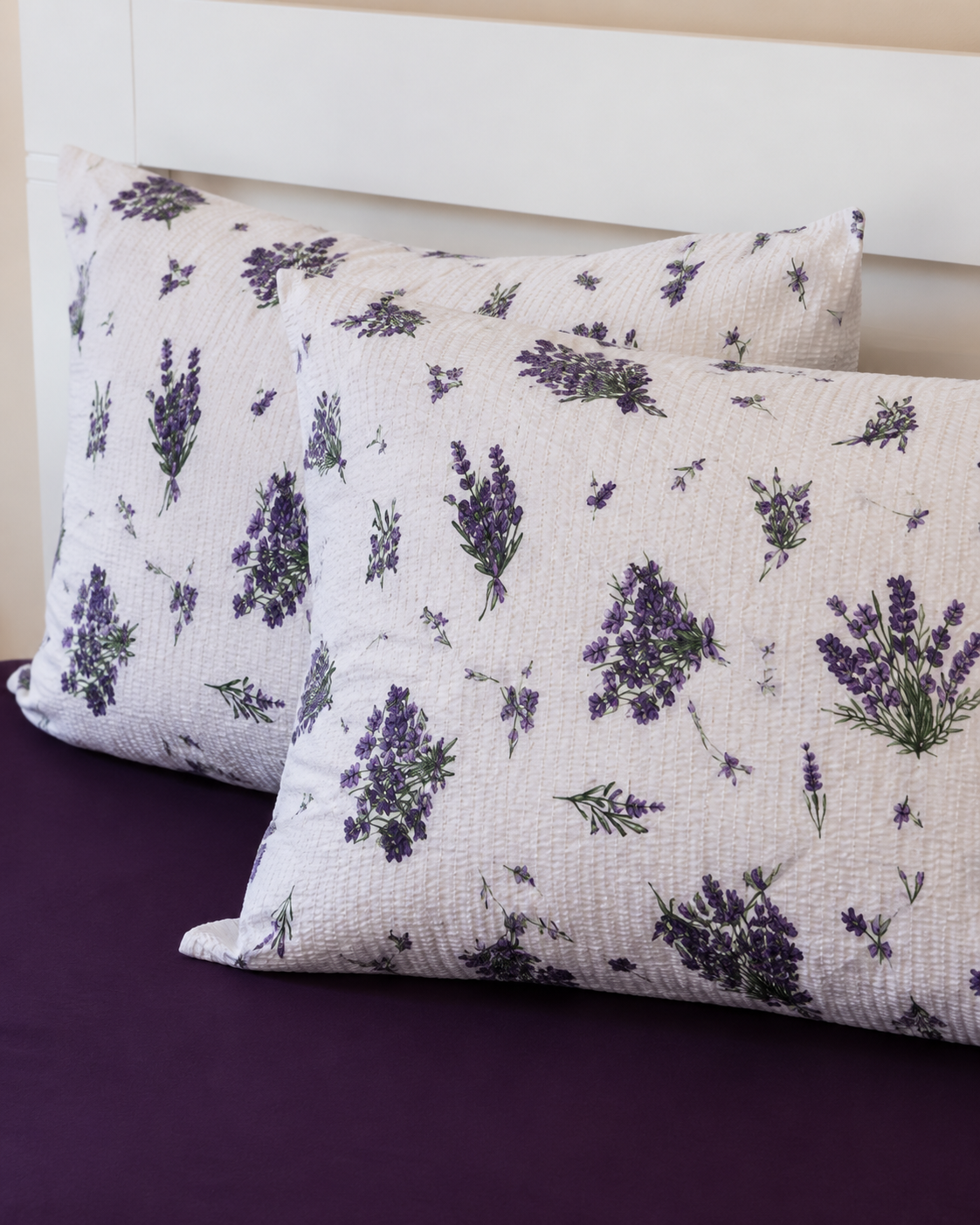 Seersucker Cotton Bedding Set – Lavender Bloom