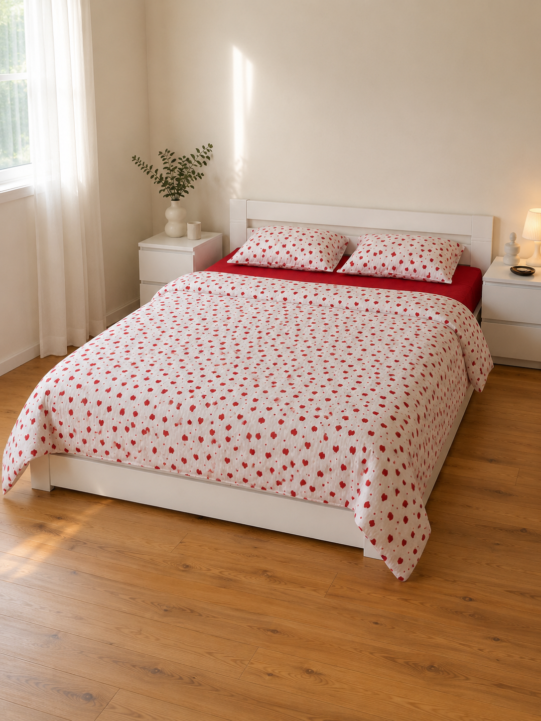 Seersucker Cotton Bedding Set – Red Heart