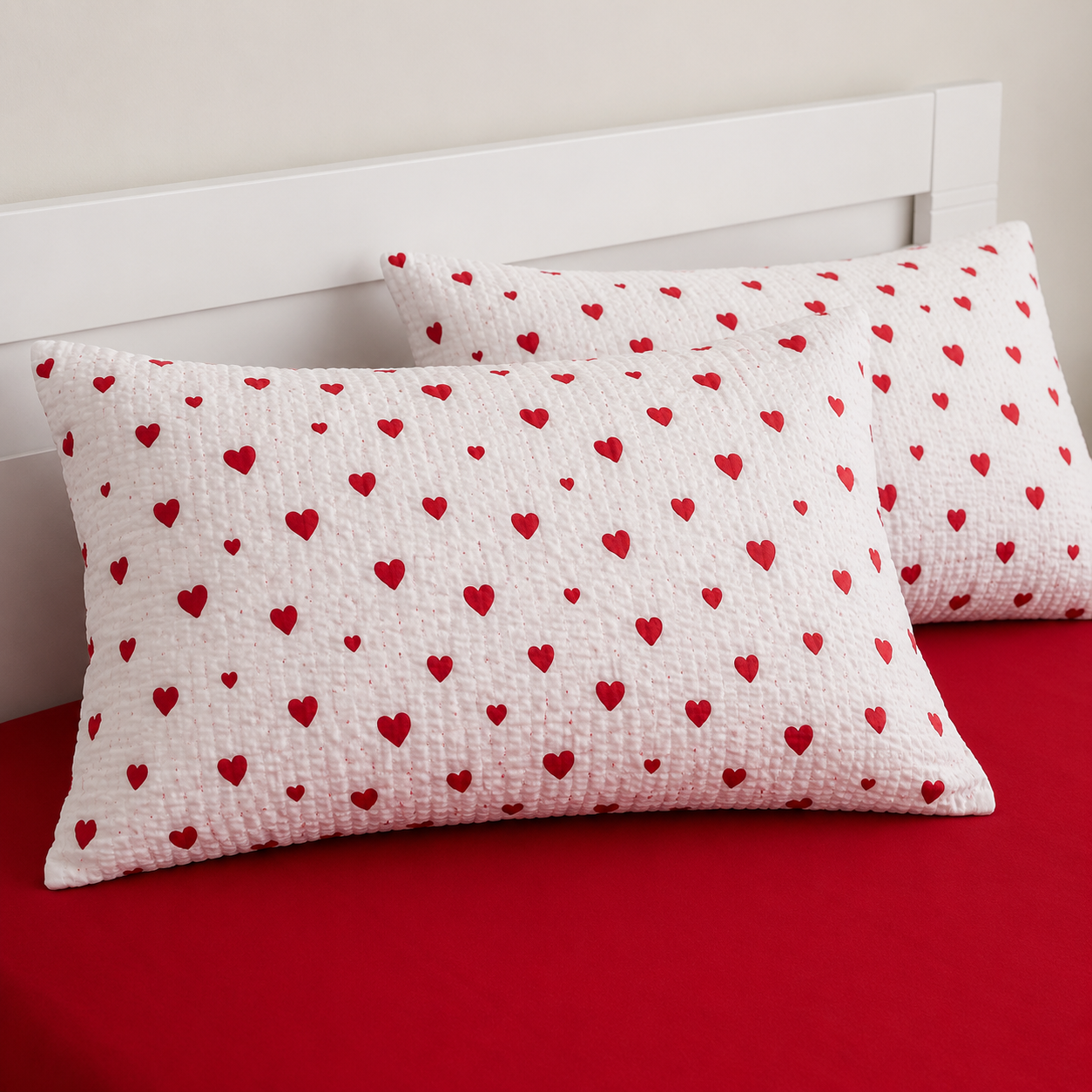 Seersucker Cotton Bedding Set – Red Heart