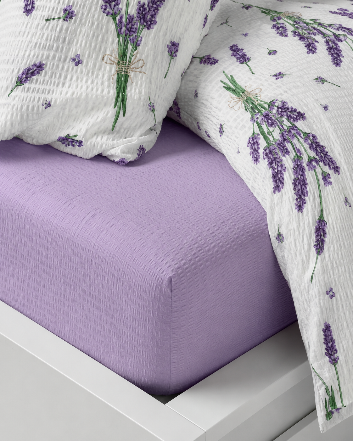 Seersucker Cotton Bedding Set – Lavender Field