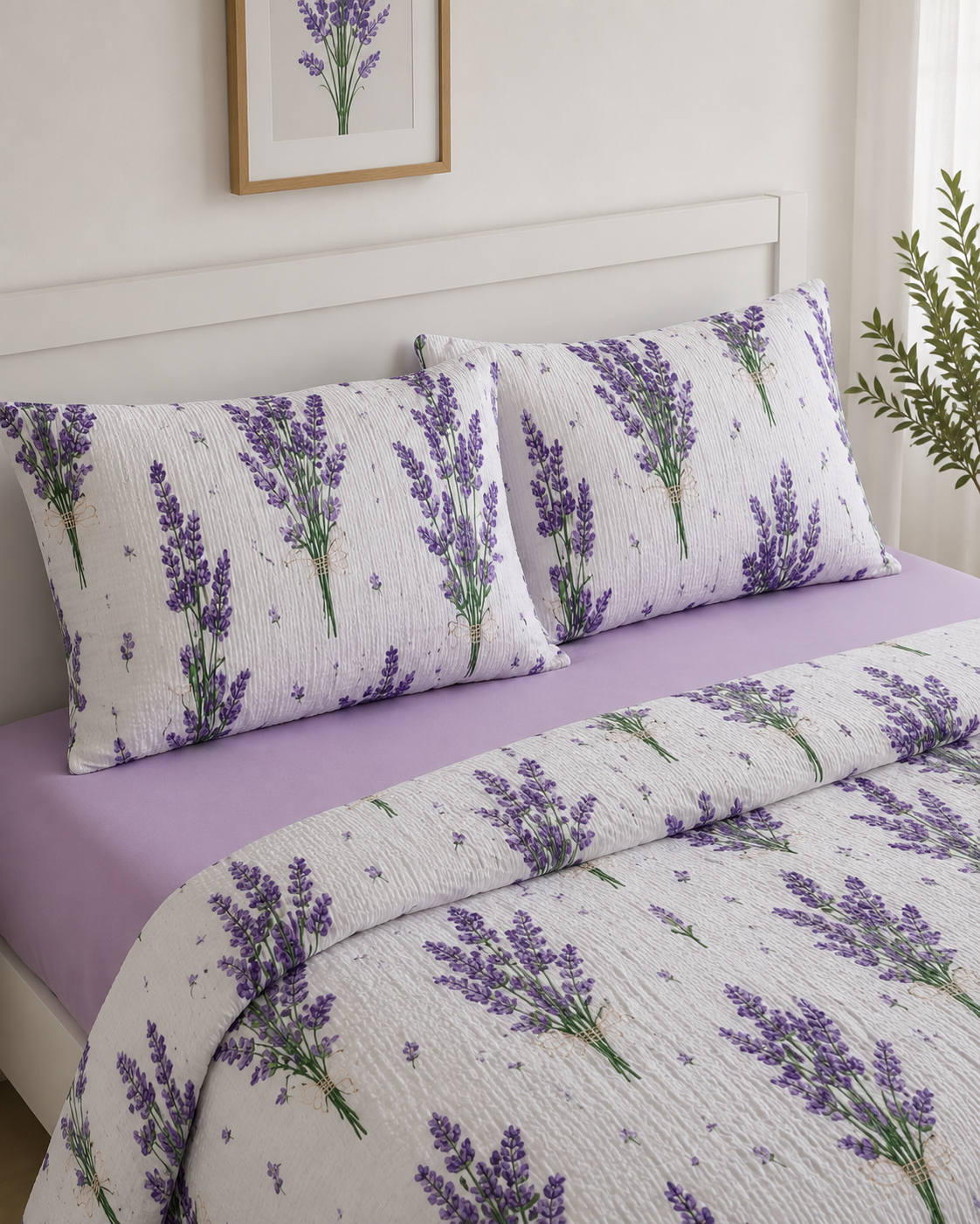 Seersucker Cotton Bedding Set – Lavender Field