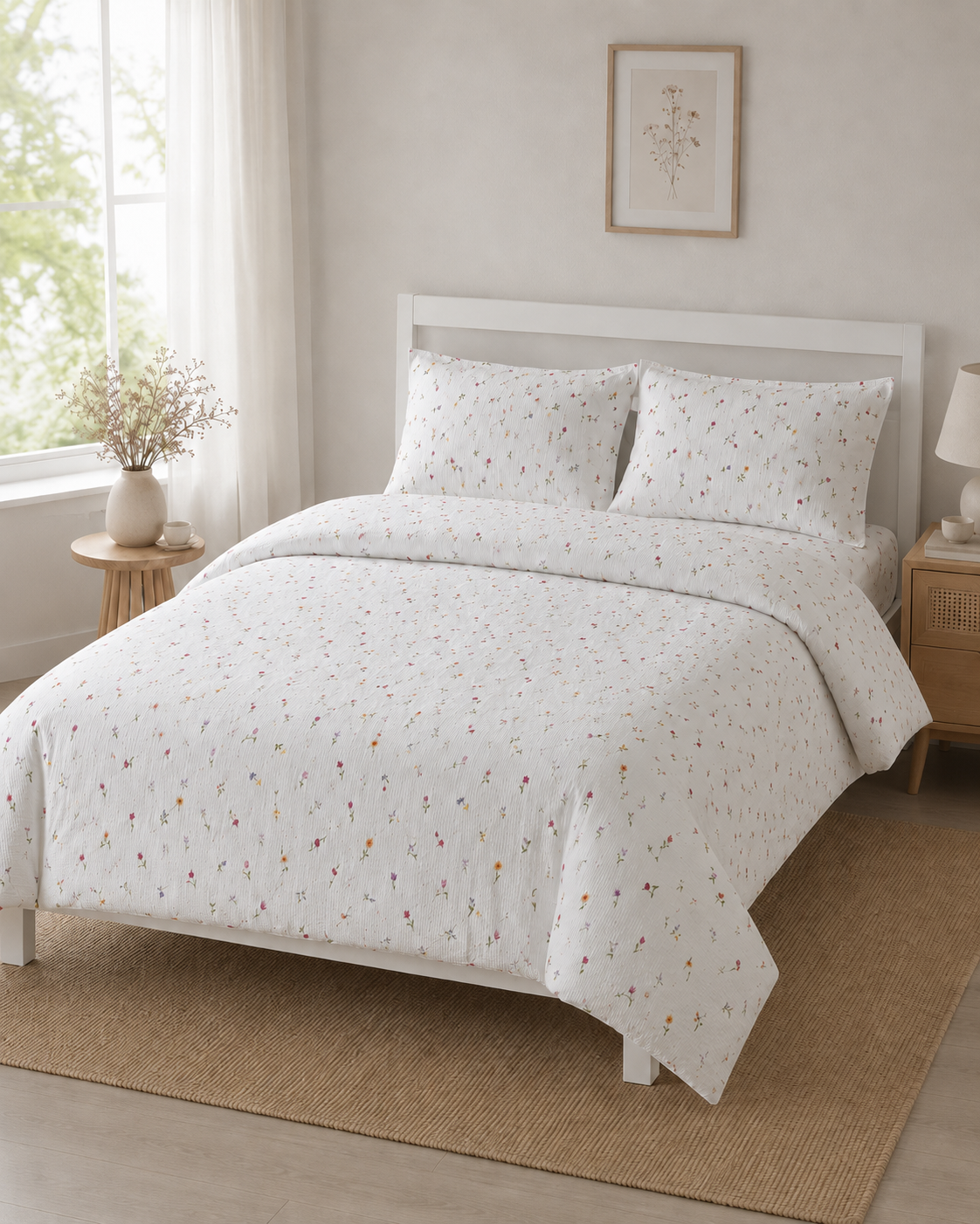 Seersucker Cotton Bedding Set – Blooming Garden