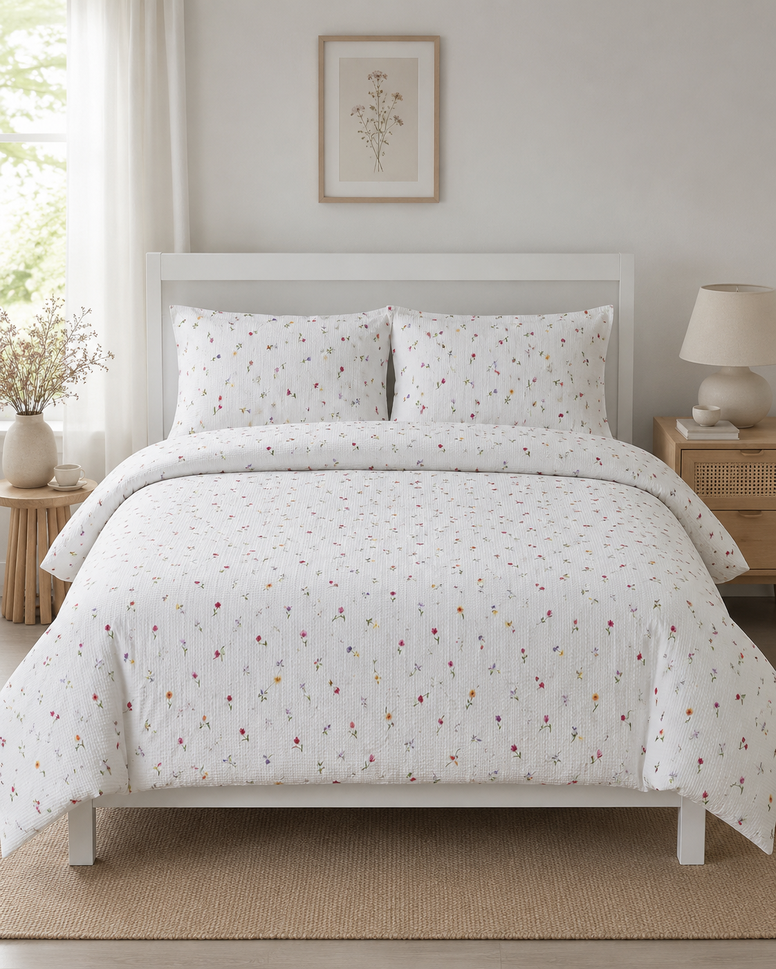 Seersucker Cotton Bedding Set – Blooming Garden