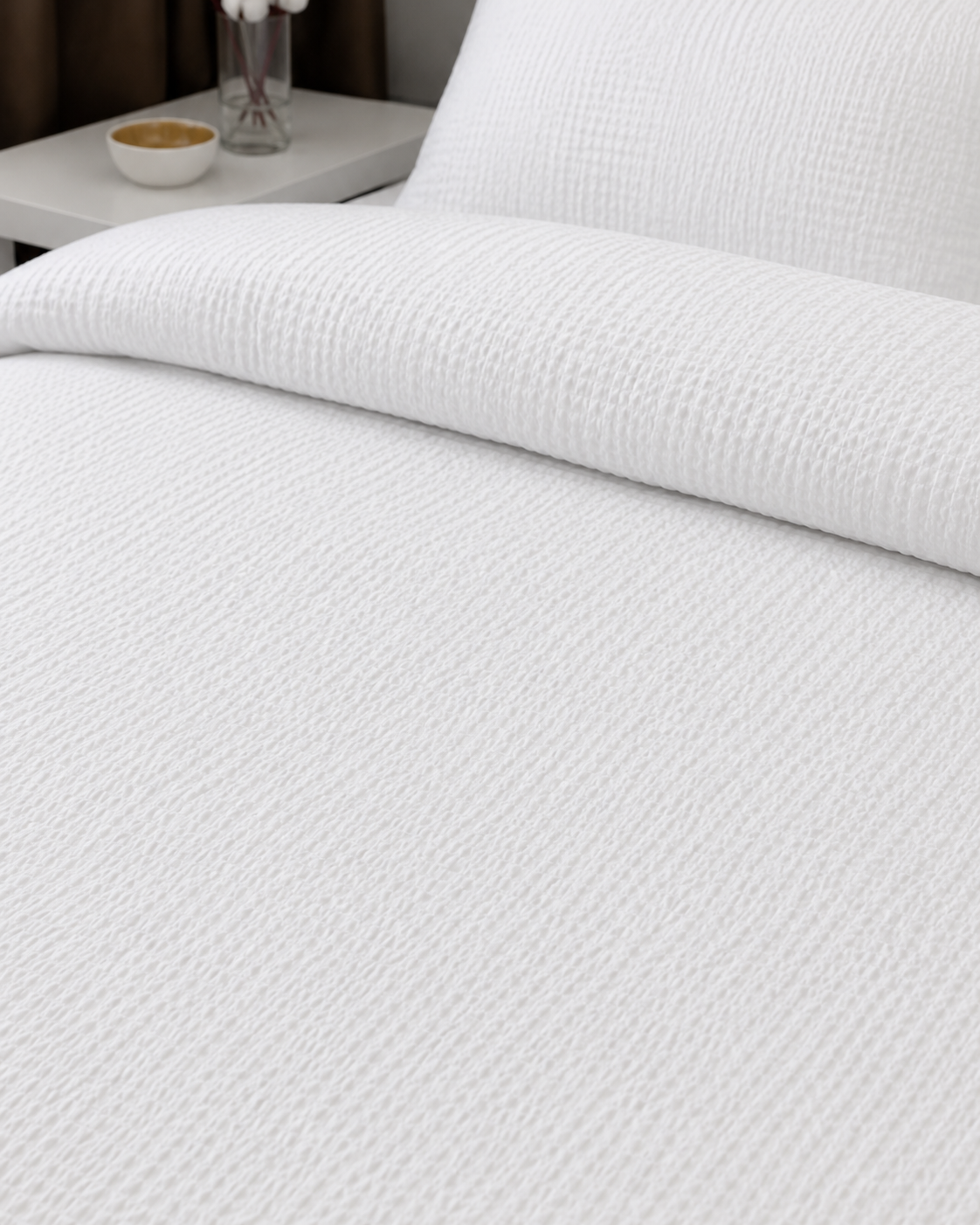 Seersucker Cotton Bedding Set – Pure White