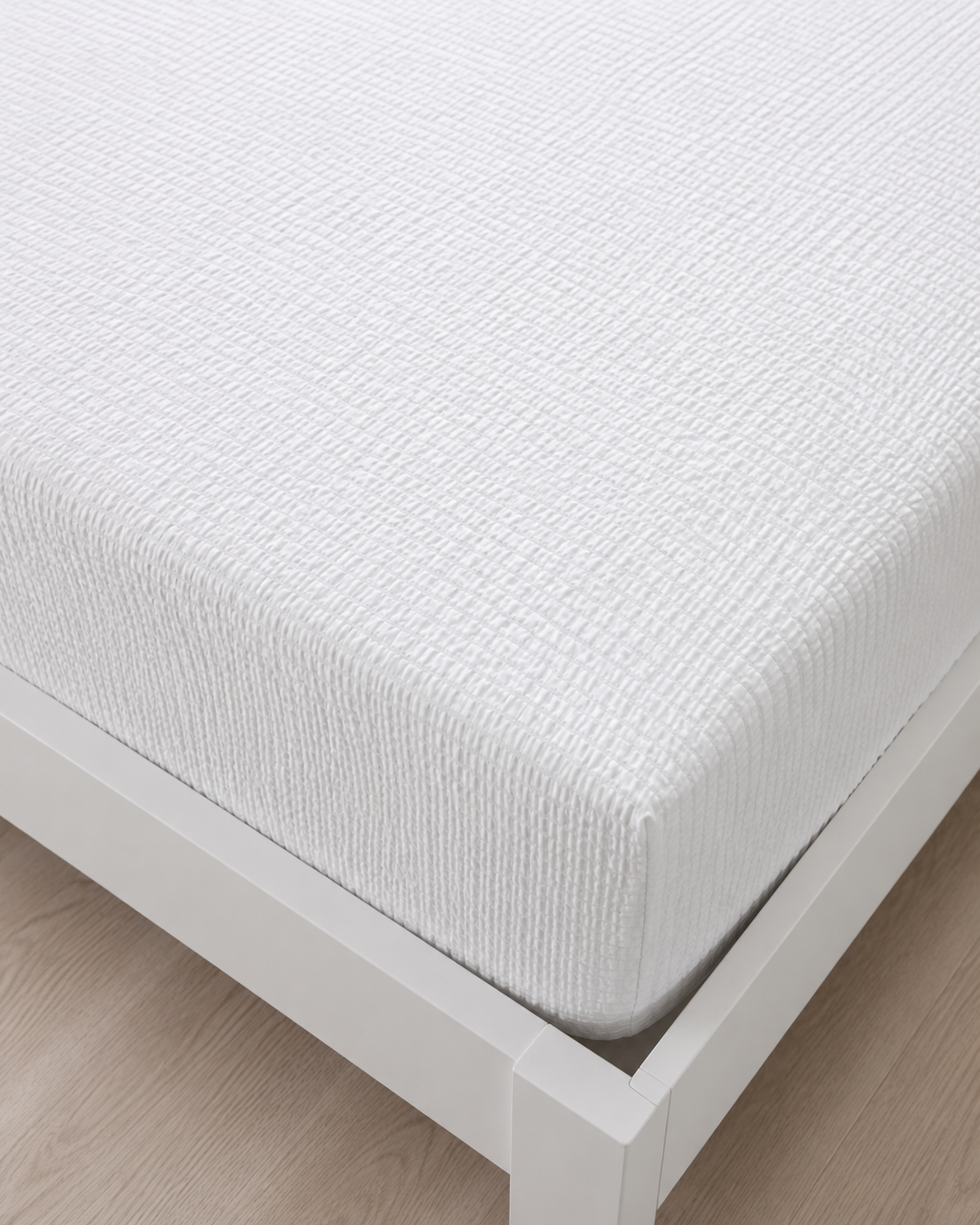 Seersucker Cotton Bedding Set – Pure White