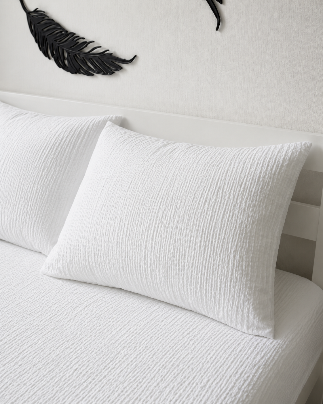 Seersucker Cotton Bedding Set – Pure White