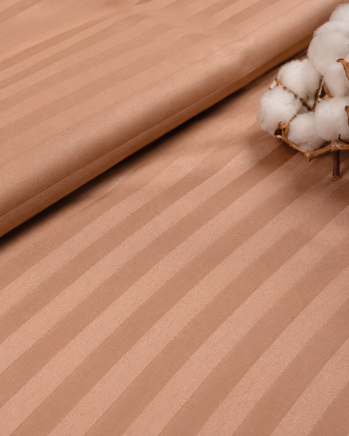 Striped Sateen Cotton Bedding Set – Warm Mocha