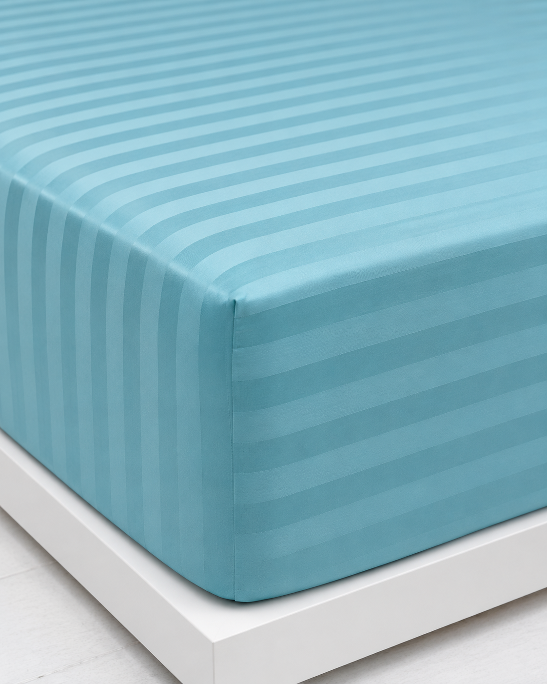 Striped Sateen Cotton Bedding Set – Ocean Teal