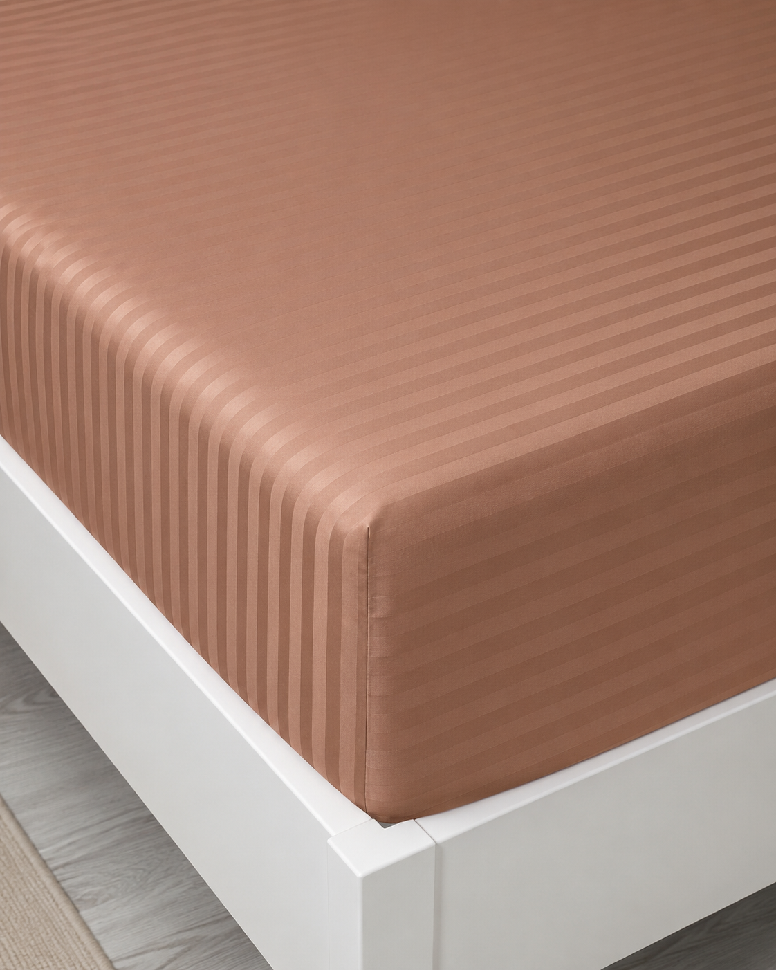 Striped Sateen Cotton Bedding Set – Warm Beige