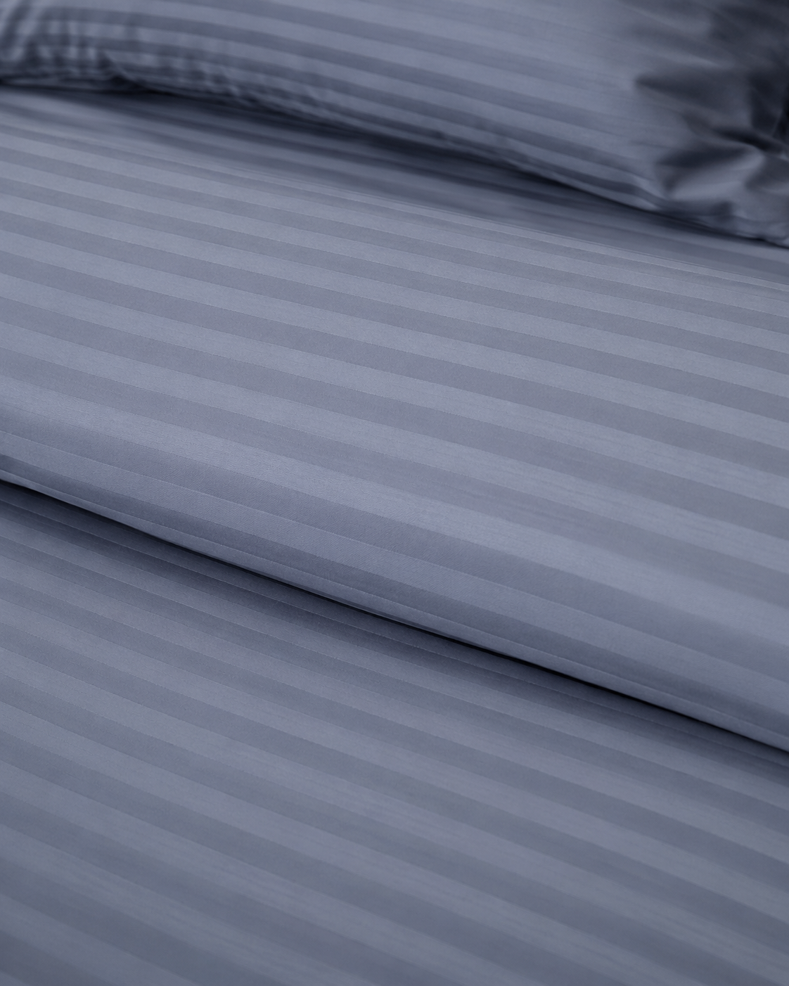 Striped Sateen Cotton Bedding Set – Steel Mist