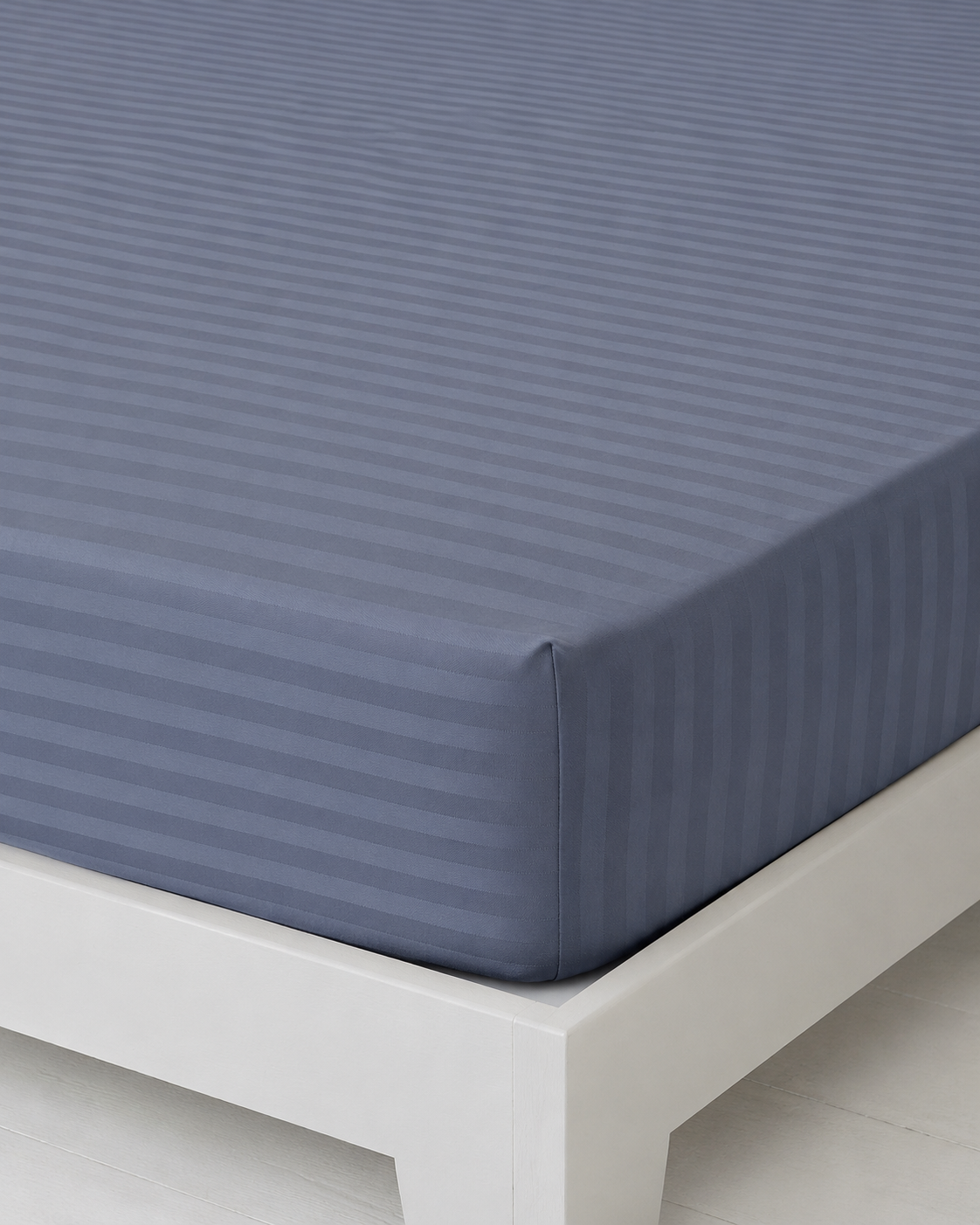 Striped Sateen Cotton Bedding Set – Steel Mist