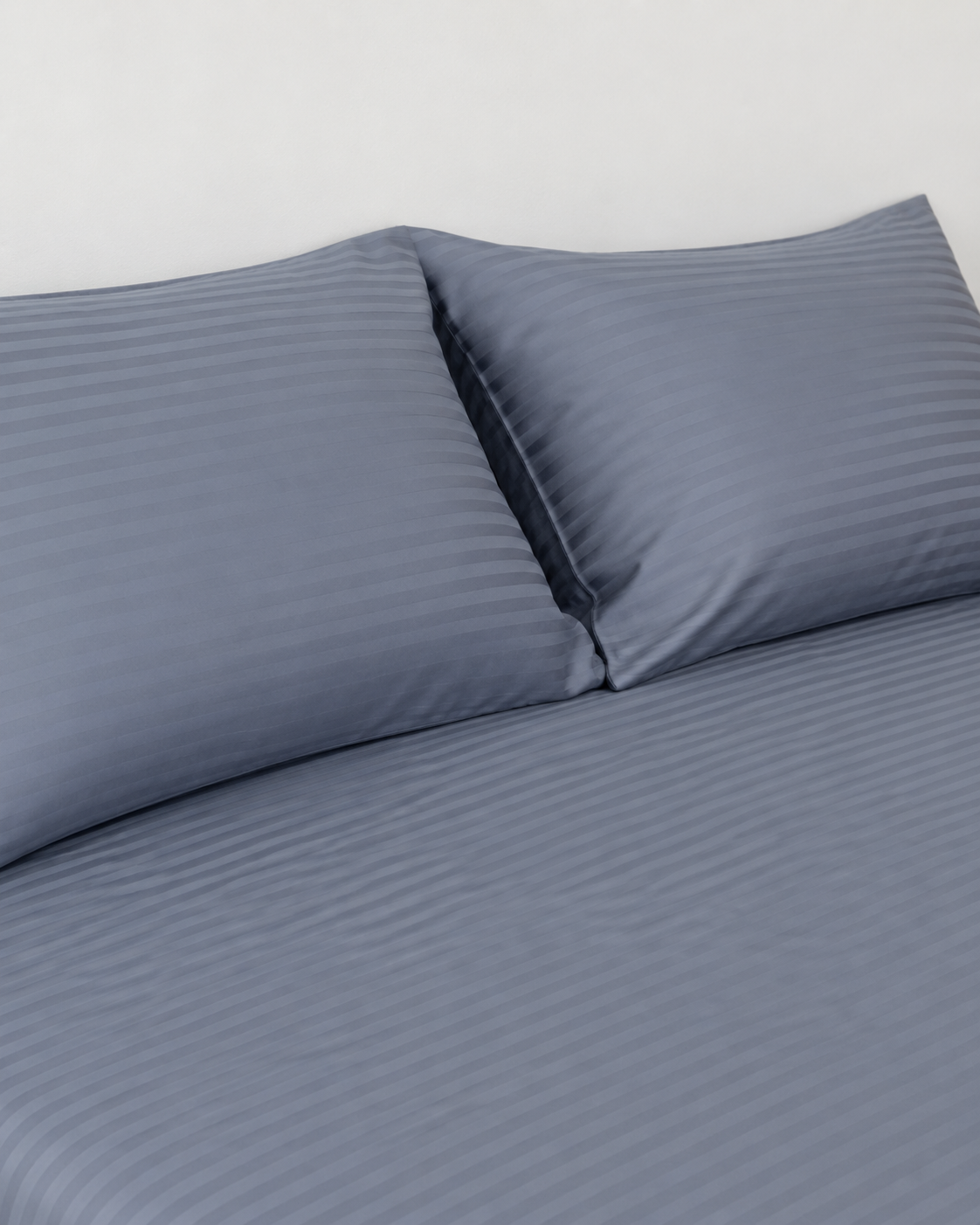 Striped Sateen Cotton Bedding Set – Steel Mist